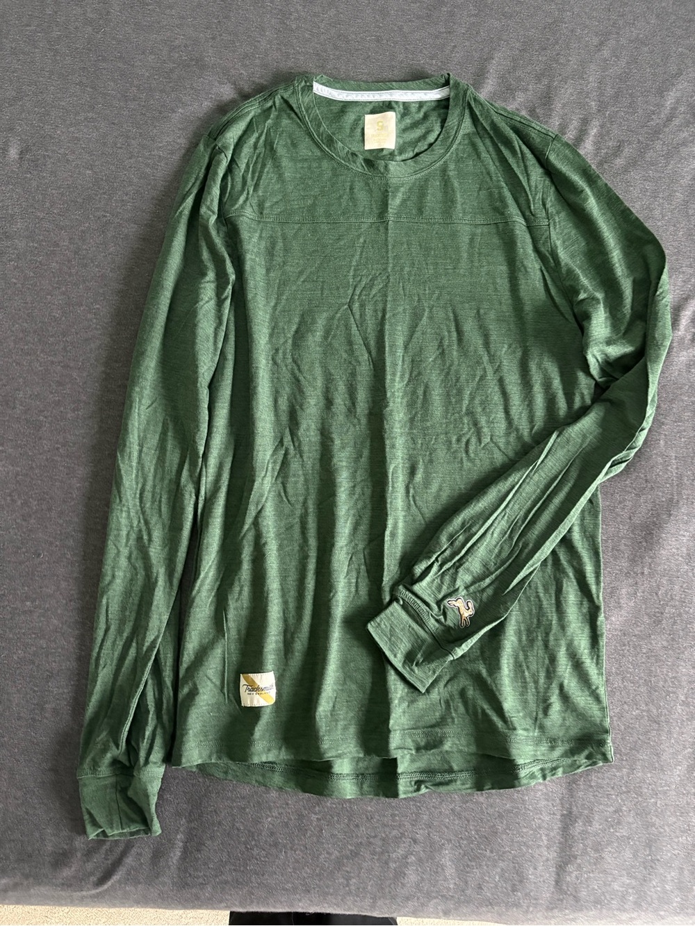 Tracksmith Men's Harrier Long Sleeve Forest Green Merino Wool Blend Running